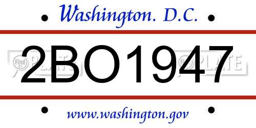 2BO1947 District Of Columbia License Plate