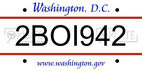 2BOI942 District Of Columbia License Plate