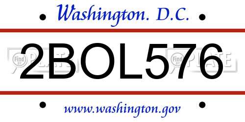 2BOL576 District Of Columbia License Plate
