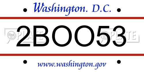 2BOO53 District Of Columbia License Plate