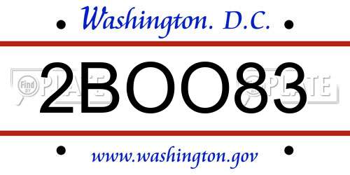 2BOO83 District Of Columbia License Plate