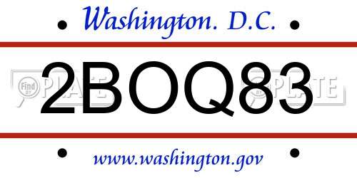 2BOQ83 District Of Columbia License Plate