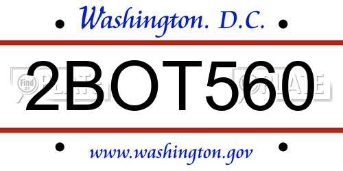 2BOT560 District Of Columbia License Plate