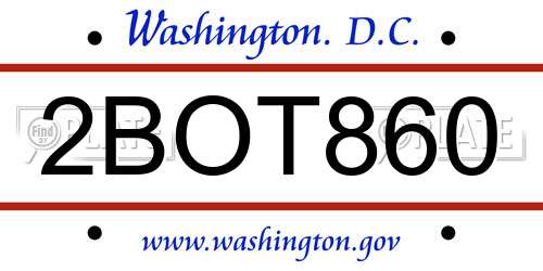 2BOT860 District Of Columbia License Plate