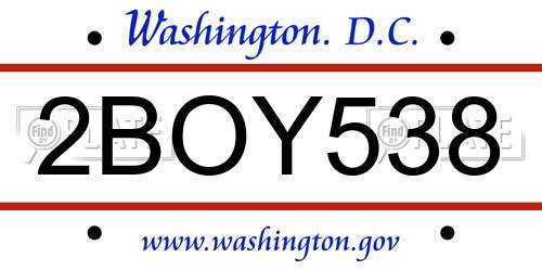 2BOY538 District Of Columbia License Plate