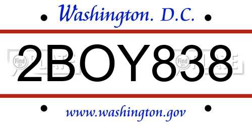 2BOY838 District Of Columbia License Plate