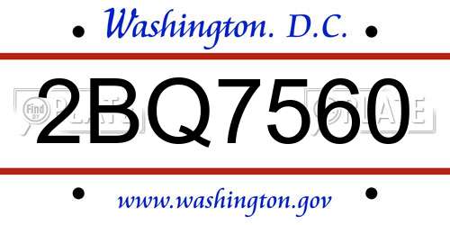 2BQ7560 District Of Columbia License Plate