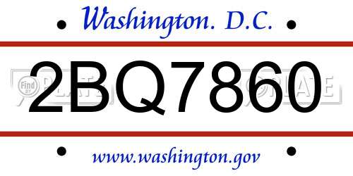 2BQ7860 District Of Columbia License Plate