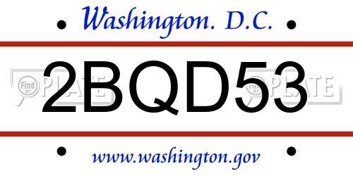 2BQD53 District Of Columbia License Plate