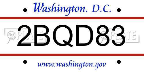 2BQD83 District Of Columbia License Plate