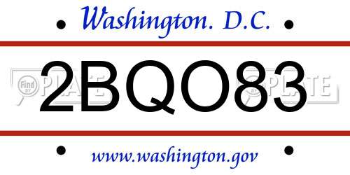 2BQO83 District Of Columbia License Plate