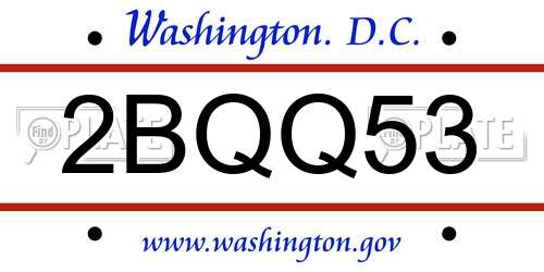 2BQQ53 District Of Columbia License Plate