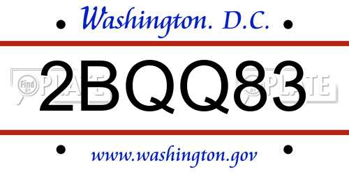 2BQQ83 District Of Columbia License Plate
