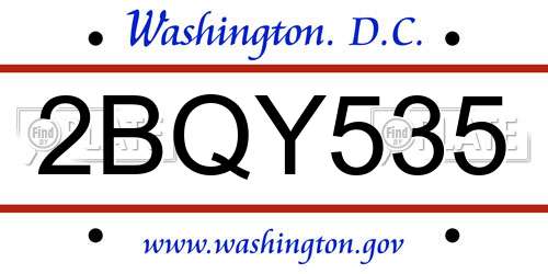 2BQY535 District Of Columbia License Plate