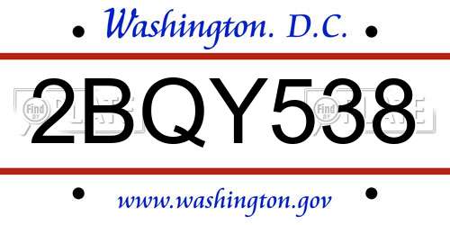2BQY538 District Of Columbia License Plate