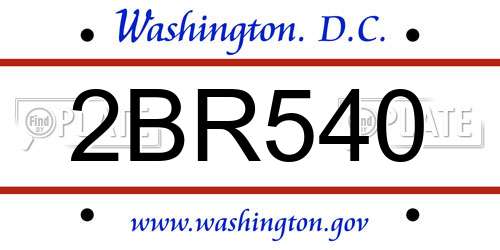 2BR540 District Of Columbia License Plate