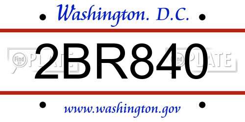 2BR840 District Of Columbia License Plate