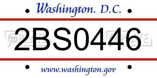 2BS0446 District Of Columbia License Plate