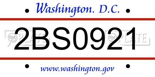 2BS0921 District Of Columbia License Plate