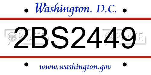 2BS2449 District Of Columbia License Plate