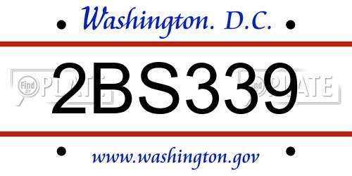 2BS339 District Of Columbia License Plate