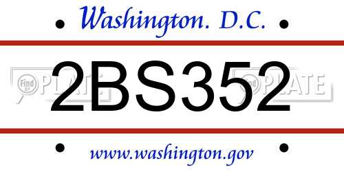 2BS352 District Of Columbia License Plate