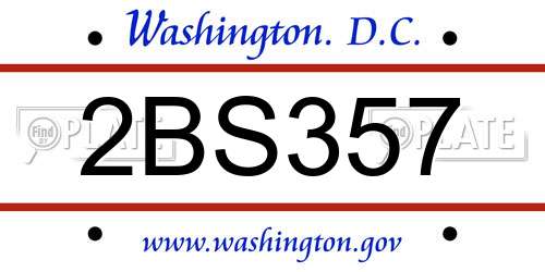 2BS357 District Of Columbia License Plate