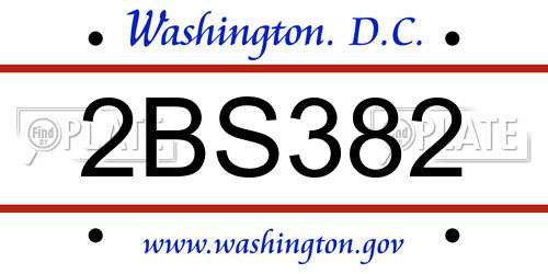 2BS382 District Of Columbia License Plate