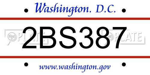 2BS387 District Of Columbia License Plate