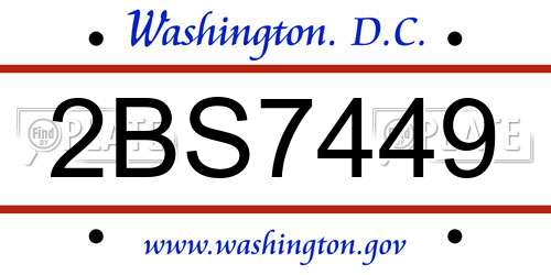 2BS7449 District Of Columbia License Plate