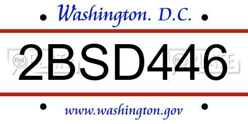 2BSD446 District Of Columbia License Plate