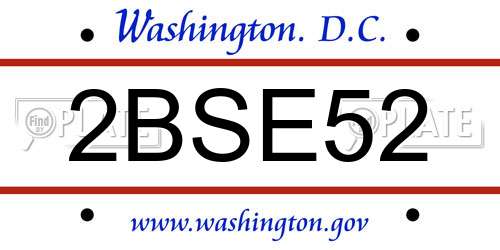 2BSE52 District Of Columbia License Plate