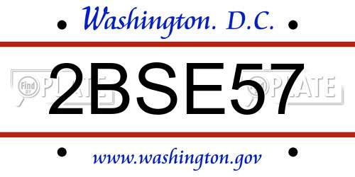 2BSE57 District Of Columbia License Plate