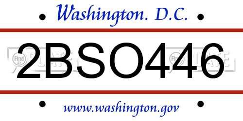 2BSO446 District Of Columbia License Plate