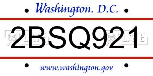 2BSQ921 District Of Columbia License Plate