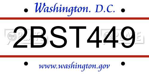 2BST449 District Of Columbia License Plate