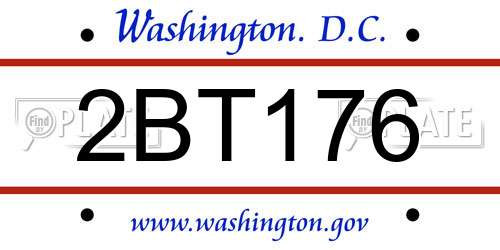 2BT176 District Of Columbia License Plate