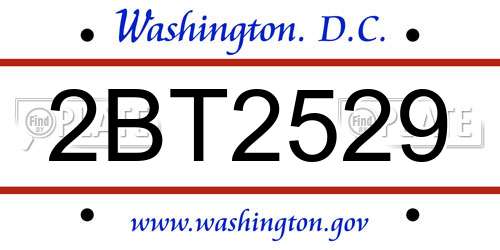 2BT2529 District Of Columbia License Plate