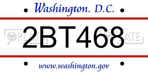 2BT468 District Of Columbia License Plate