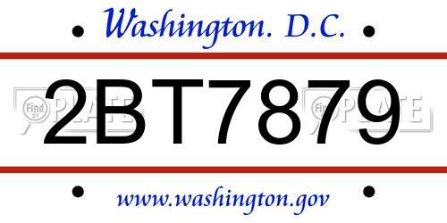2BT7879 District Of Columbia License Plate