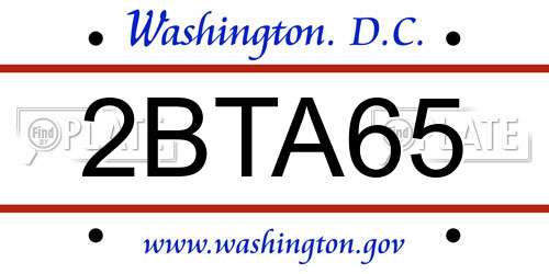 2BTA65 District Of Columbia License Plate