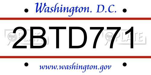 2BTD771 District Of Columbia License Plate