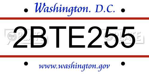 2BTE255 District Of Columbia License Plate