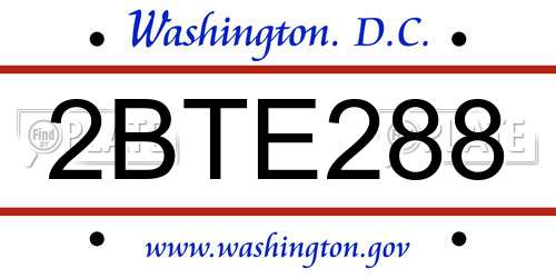 2BTE288 District Of Columbia License Plate