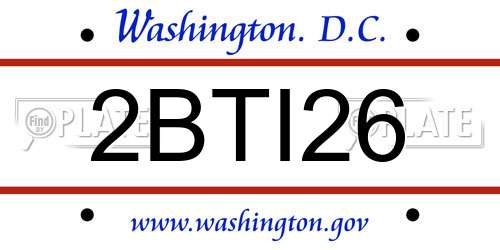 2BTI26 District Of Columbia License Plate