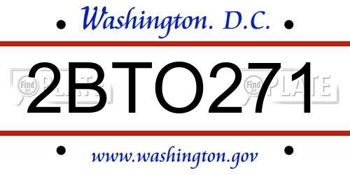 2BTO271 District Of Columbia License Plate