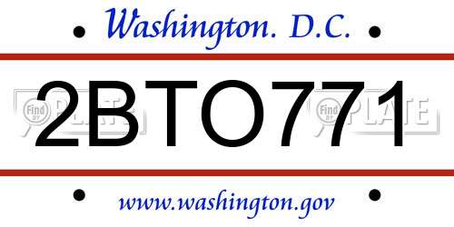 2BTO771 District Of Columbia License Plate