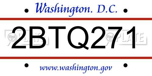 2BTQ271 District Of Columbia License Plate