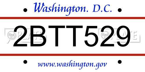 2BTT529 District Of Columbia License Plate