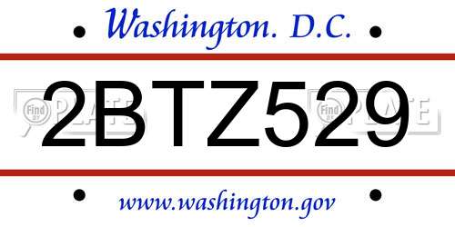 2BTZ529 District Of Columbia License Plate